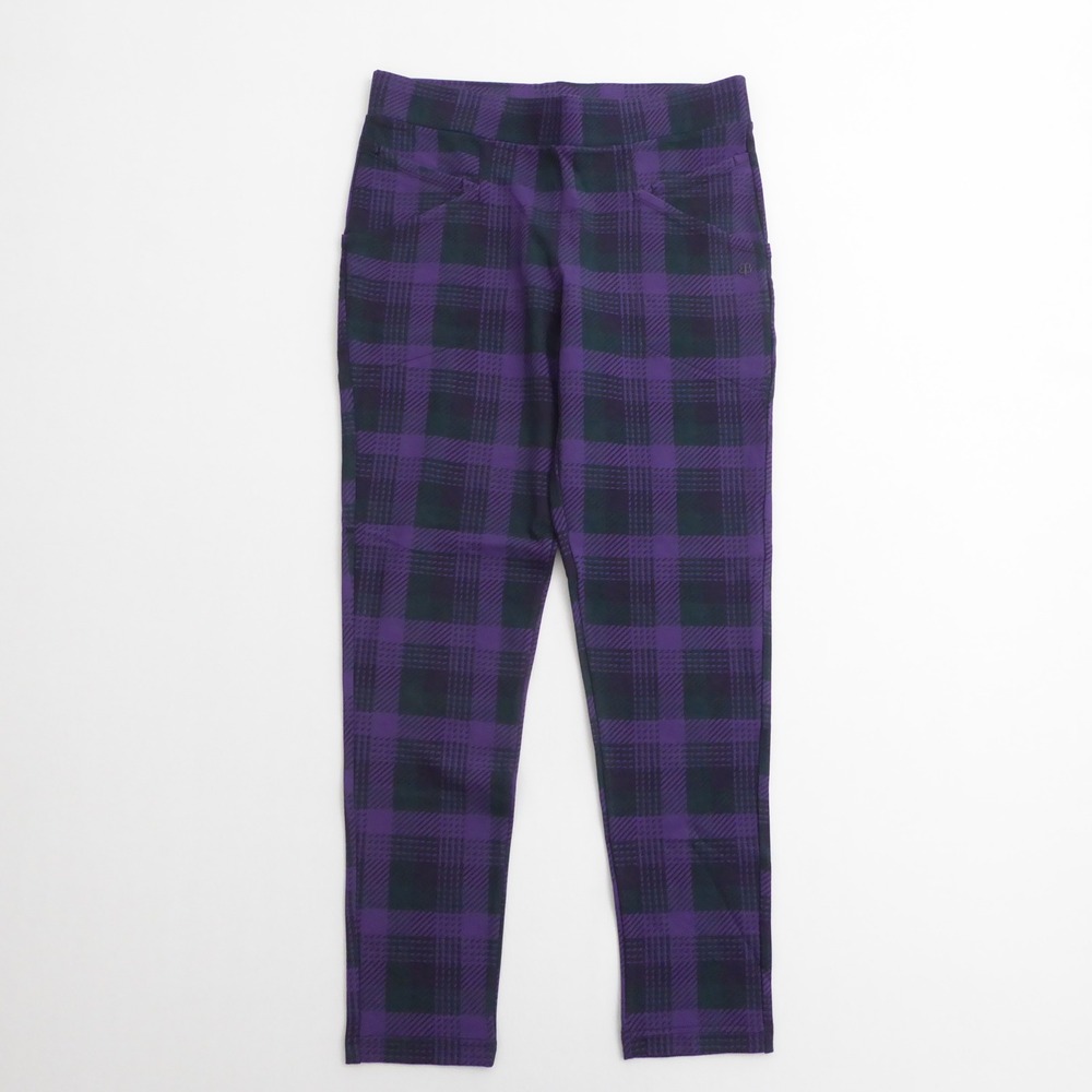 Betabrand Journey Womens Dress Pant Yoga Pants Purple Plaid Large Long
